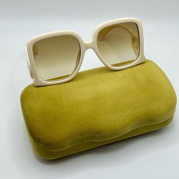 BRAND NEW GUCCI GG1326S 002 Ivory/Brown Women Sunglasses - Picture 5 of 14